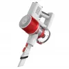 Aspirador de escoba con batería Adler AD 7051 — 300 W máx, batería de 22,2 V, 0,6 L sin bolsa, tubo de acero inoxidable, EPA F8, luz LED, blanco/rojo