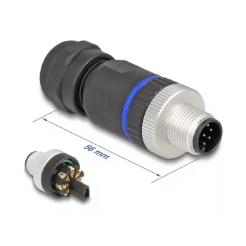 Conector M12 DeLOCK codificado A de 8 polos conector macho conexión por tornillo