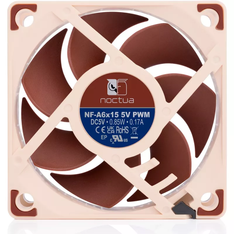 Ventilador de caja Noctua NF-A6x15 5V PWM 60mm — 5V, control PWM, 60×60×15 mm