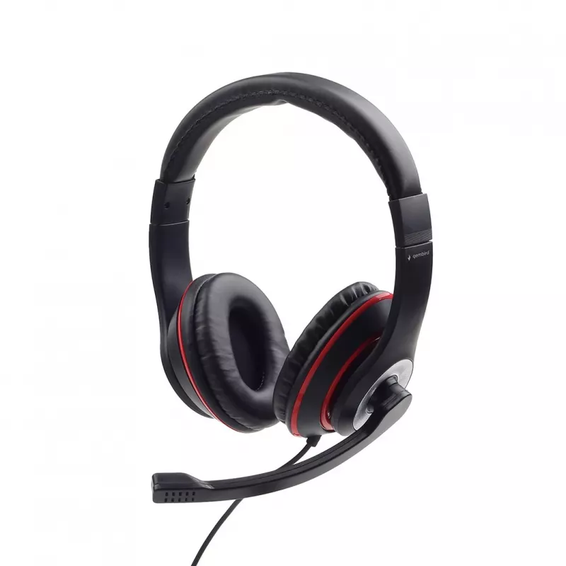 Auriculares gaming con cable GEMBIRD MHS-03-BKRD — binaurales, circumaurales, 3,5 mm, cable de 1,8 m, rojo/negro