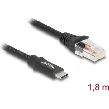 Adaptador DeLOCK USB 2.0 Type-C macho a serie RS-232 RJ45 macho 1,8 m negro