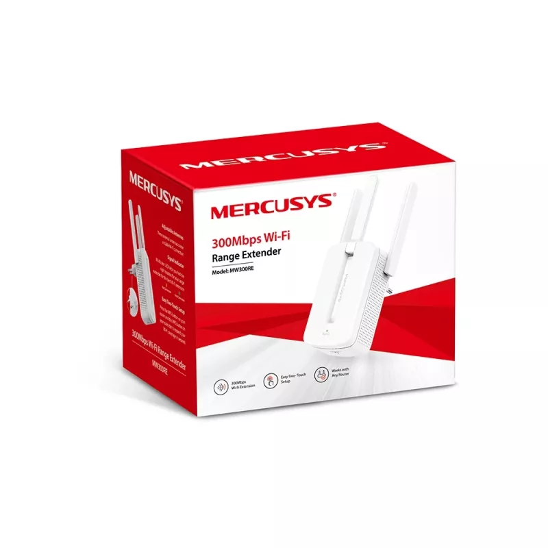 Repetidor WiFi N Mercusys 300Mbps Extensor de red WiFi Amplificador inalámbrico MW300RE (N300, 2 antenas externas)