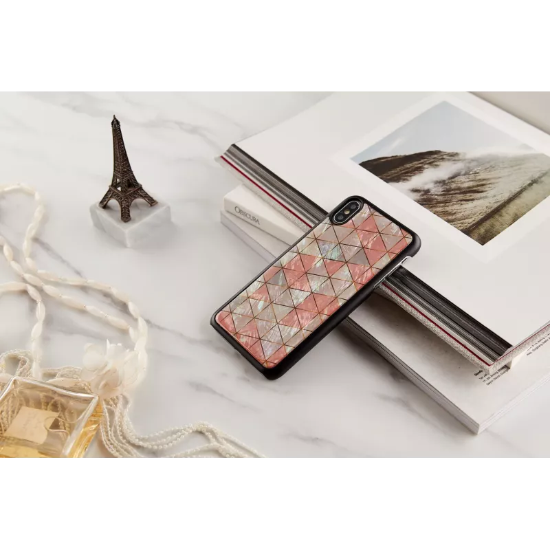 Funda protectora iKins para iPhone XS Max — patrón de rombos, negra