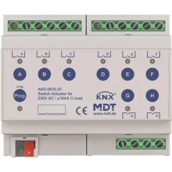 Actuador de conmutación MDT AKS-0816.03 8 canales, 6TE, REG, 16A, 230VA (AKS-0816.03)