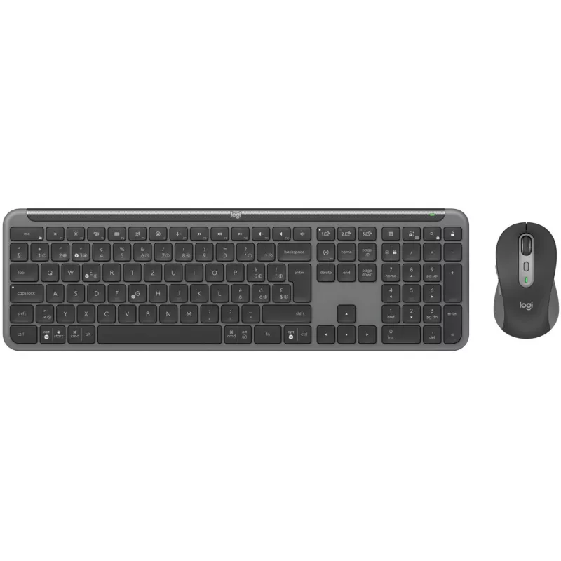 Logitech Signature Slim Combo MK950 for Business - Conjunto teclado y ratón - 100% - Tamaño completo - Inalámbrico - Bluetooth 5.1 LE - QWERTZ - Suizo - Grafito (920-012503)