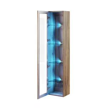 Vitrina Cama Meble VIGO 180 — vitrina de cristal de pared, 1800×400×300 mm, roble wotan