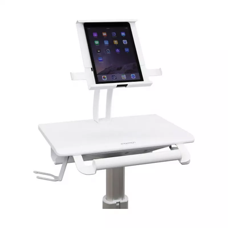Carro para tablet Ergotron, SV10 – carro para tablet / teclado – sanitario – metal – blanco, aluminio – tamaño de pantalla: hasta 30,5 cm (hasta 12 inch)
