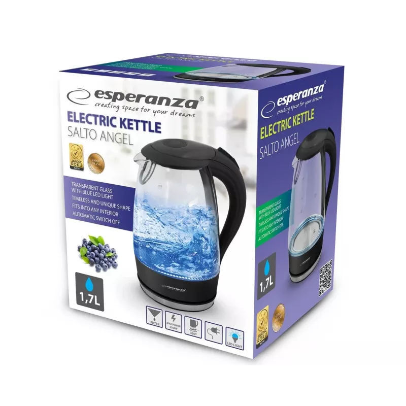 Hervidor Esperanza Salto Angel EKK011K 2200W 1,7l negro (EKK011K)