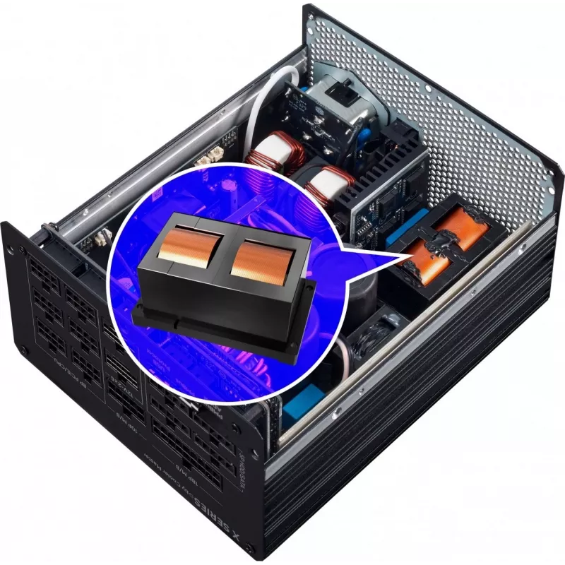 Fuente de alimentación Cooler Master X Mighty Platinum 2000W 230V, ATX 24 polos, 80 PLUS Platinum, negra, ventilador de 12 cm