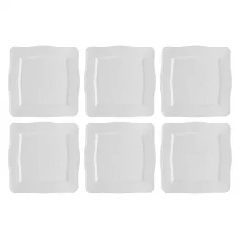 Plato llano cuadrado LA PORCELLANA BIANCA Florentina White 26,5 cm — pack de 6