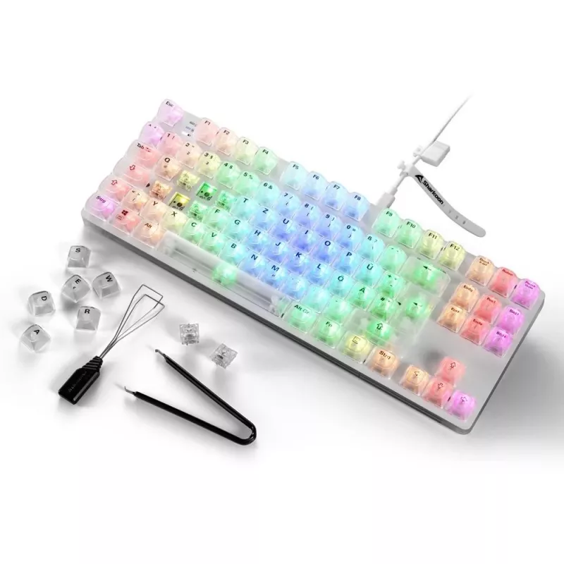 Crystal Shark, Teclado gaming Blanco, Distribución DE, KTT
