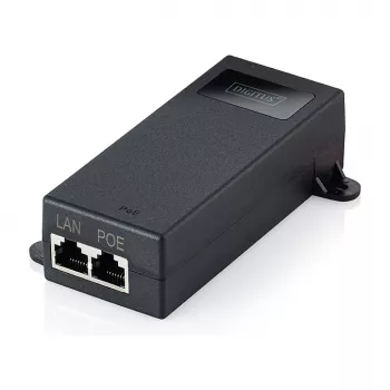 Inyector PoE++ DIGITUS DN-95104-1 — Gigabit Ethernet 802.3bt, 60 W, 55 V, 100 m, negro