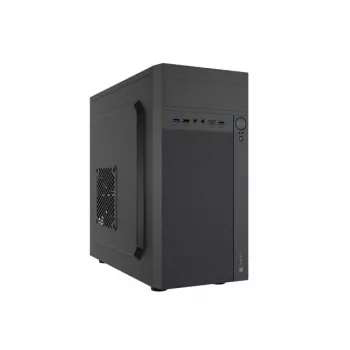 Caja de PC NATEC Helix Mini Tower negra — microATX/Mini-ITX, 3×3,5 pulgadas + 5×2,5 pulgadas, GPU 33 cm, conectores USB-C/USB-A