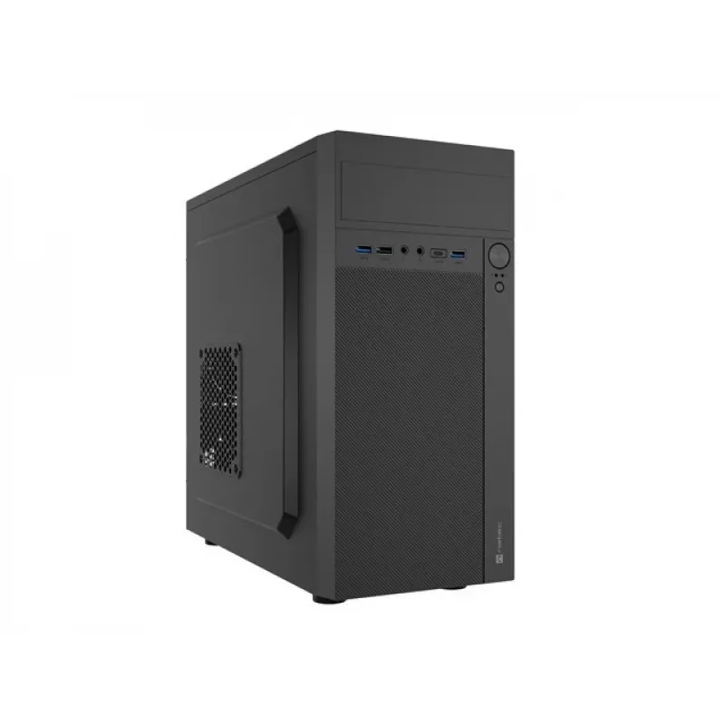 Caja de PC NATEC Helix Mini Tower negra — microATX/Mini-ITX, 3×3,5 pulgadas + 5×2,5 pulgadas, GPU 33 cm, conectores USB-C/USB-A