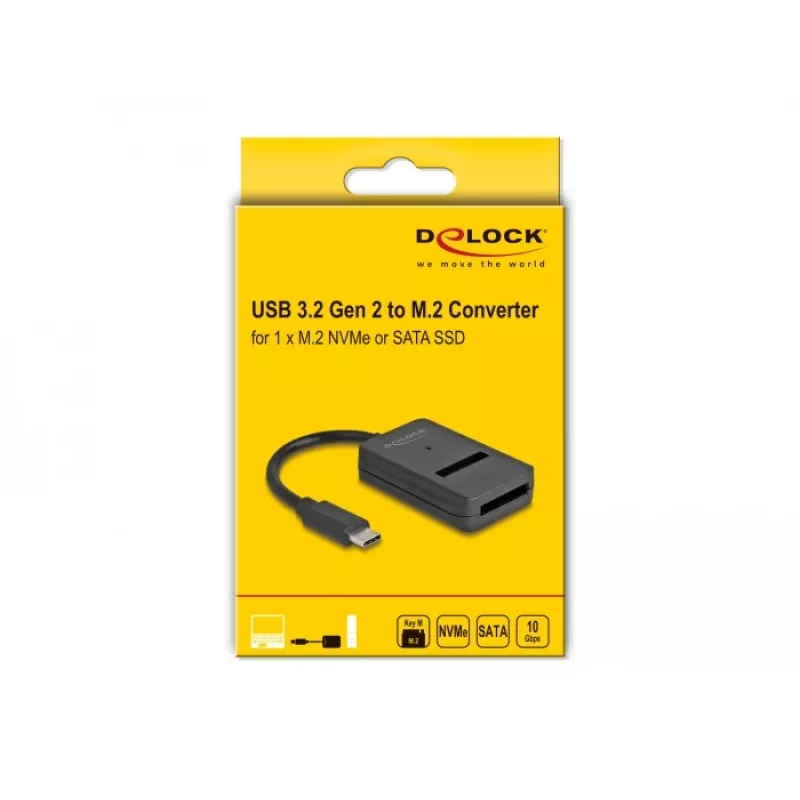 Convertidor combo DeLOCK para SSD M.2 NVMe PCIe SATA USB Type-C 10 Gbit/s