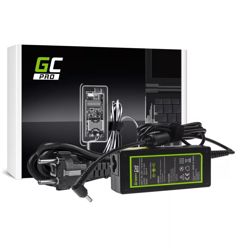 Fuente de alimentación Green Cell AD41P 65W para portátiles ASUS, 19V 3,42A, interior, negra