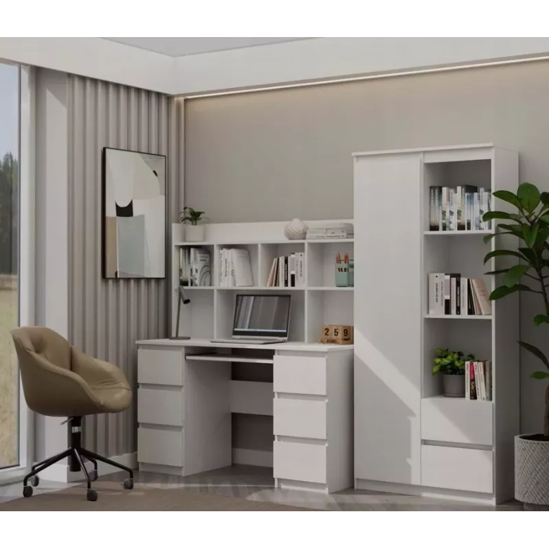 Conjunto escritorio KUBA + Extension Piece, blanco