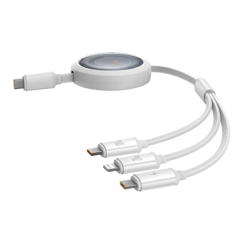 Cable de carga rápida 3en1 Baseus Free2Draw USB-C a USB-C/Lightning/Micro 100W, 1,1m (blanco)