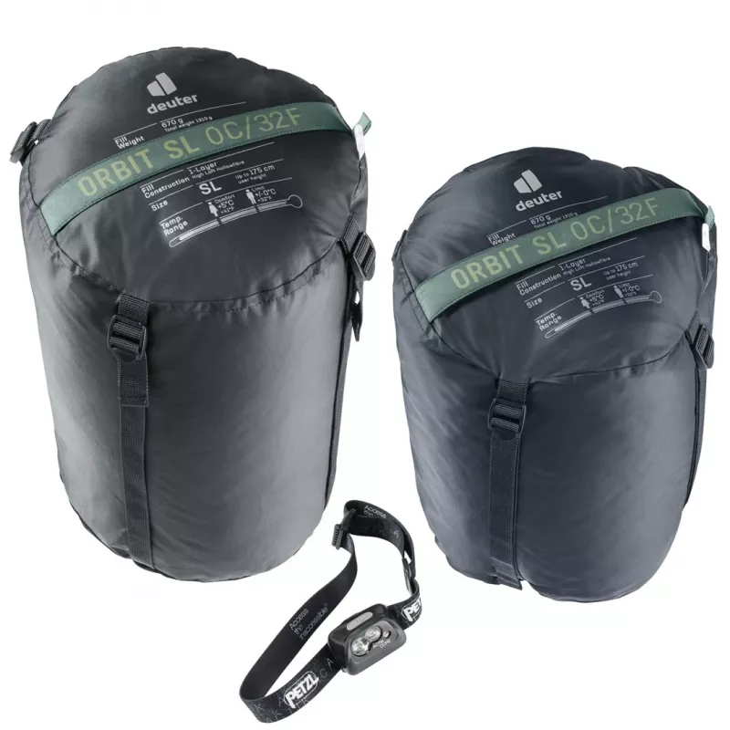 Saco de dormir DEUTER Orbit SL 0 °C / 32 °F forma momia para adultos, tejido PES Ripstop, ancho 740 mm, profundidad 470 mm