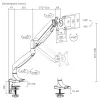 Soporte para monitor MACLEAN MC-969 de doble brazo con gas spring para pantallas de 17–45 pulgadas, carga máx. 16 kg