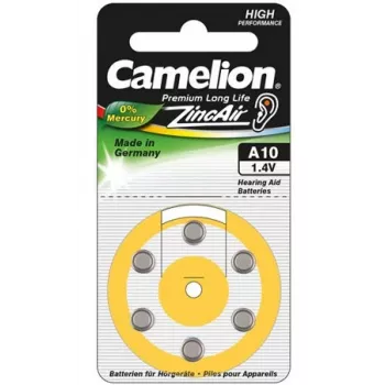 Pilas de botón CAMELION A10 / DA10 / ZL10 zinc-aire – 6 uds.