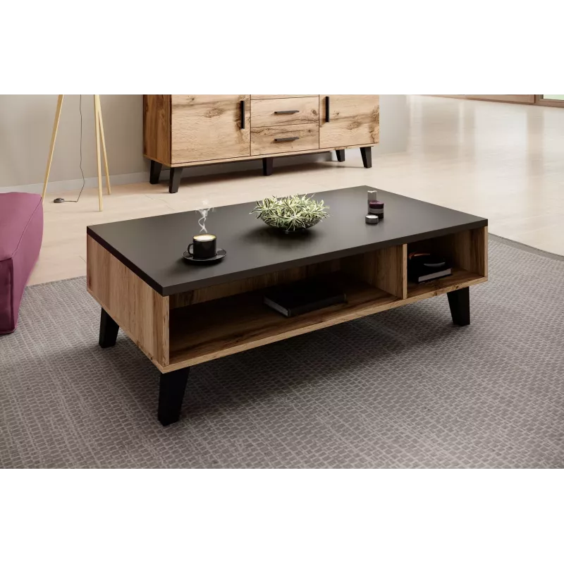 Mesa de centro Cama LOTTA 110 roble wotan/negro mate