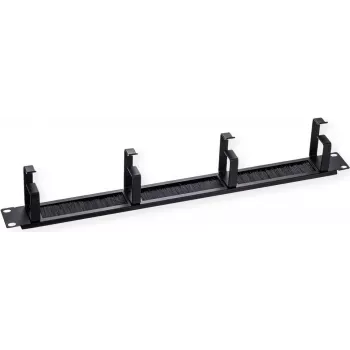 ROLINE19 - Placa frontal, 4 anillas tipo G, pasacables (cepillo), RAL 9005 negro intenso (26.30.0018)
