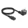 Cable de alimentación DELOCK CEE 7/7 (E+F) a IEC C13 en ángulo de 90°, 1 m, H05VV-F 3x1,00 mm², negro