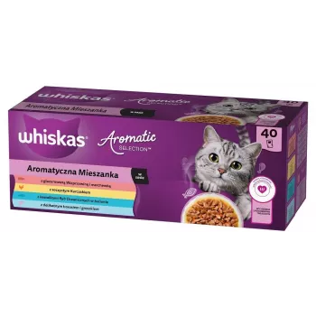 Alimento húmedo para gatos WHISKAS Aromatische Auswahl Mix — 40 x 85 g bolsas, gatos adultos, 83,6 % humedad