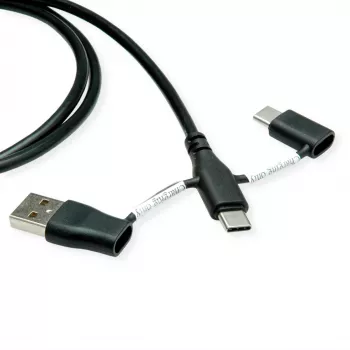 Cable ROLINE USB 2.0 Type-C ST/ST con adaptadores de bloqueo de datos A y C - cable - digital/datos