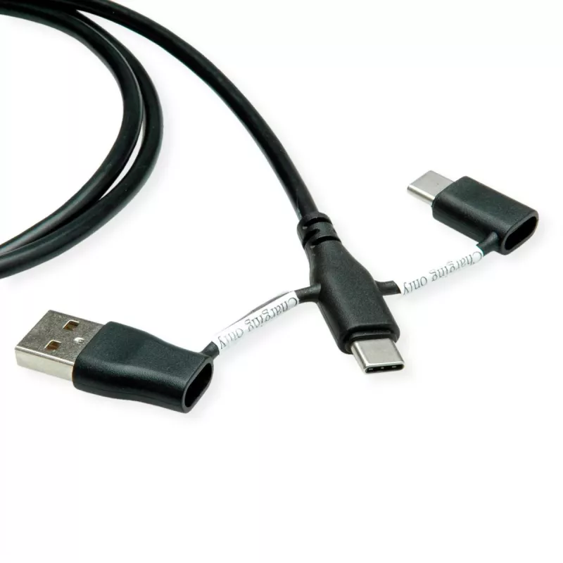 Cable ROLINE USB 2.0 Type-C ST/ST con adaptadores de bloqueo de datos A y C - cable - digital/datos