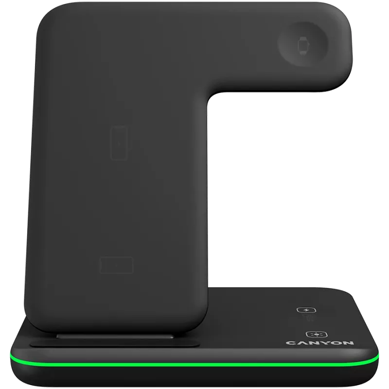 Canyon Base de carga inalámbrica 3en1 QI para Apple 15W negra venta al por menor