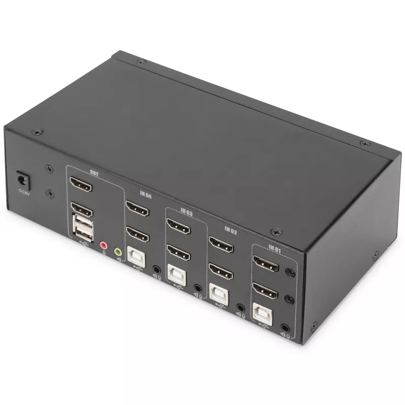 Switch KVM Digitus DS-12883 4 puertos Dual Display 4K HDMI USB
