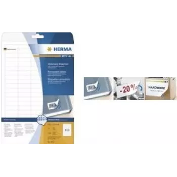 HERMA Special - etiquetas autoadhesivas removibles sin residuos de papel mate - blanco - 88,9 x 46,6 mm - 300 etiqueta(s) (25 hojas x 12) (10010)