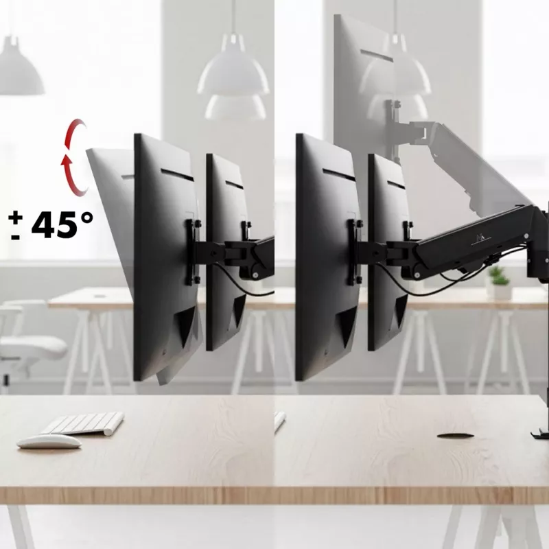 Soporte para 2 monitores Maclean, brazo de gas, 17-32 pulgadas, 2-10 kg, negro, MC-136