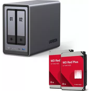UGREEN NASync DXP2800 sistema NAS de 2 bahías con 2 × Western Digital 8TB WD80EFPX