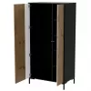 Armario ropero cama meble Cama v, estructura negra, 4 baldas, 900×550×1840 mm