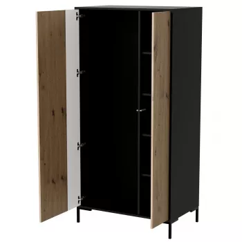 Armario ropero cama meble Cama v, estructura negra, 4 baldas, 900×550×1840 mm