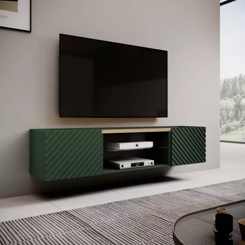 Mueble RTV EF ONDA 180.5x40xH58.39 verde (de pie o montado en pared)