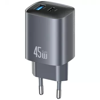 Cargador T66 45W CC290 GaN carga rápida plateado