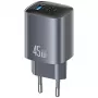 Cargador T66 45W CC290 GaN carga rápida plateado