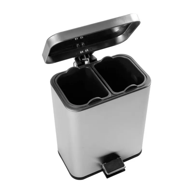 Cubo de basura con dos compartimentos Beldray LA035235SSFEU7 acero inoxidable 5 litros