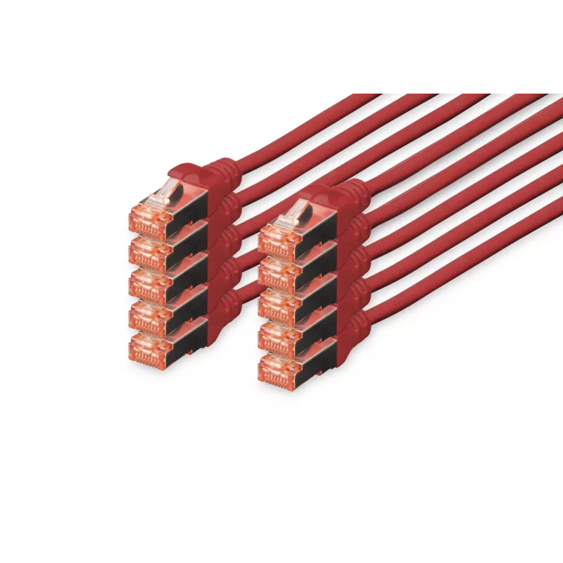 DIGITUS CAT 6 S/FTP juego de cables de conexión DK-1644-050-R-10, 5 m, rojo, 10 uds.