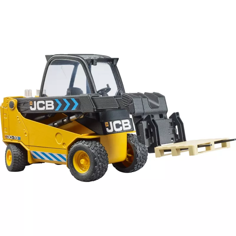 Carretilla elevadora BRUDER JCB Teletruk de juguete — ABS, edad recomendada 3+, negra y amarilla