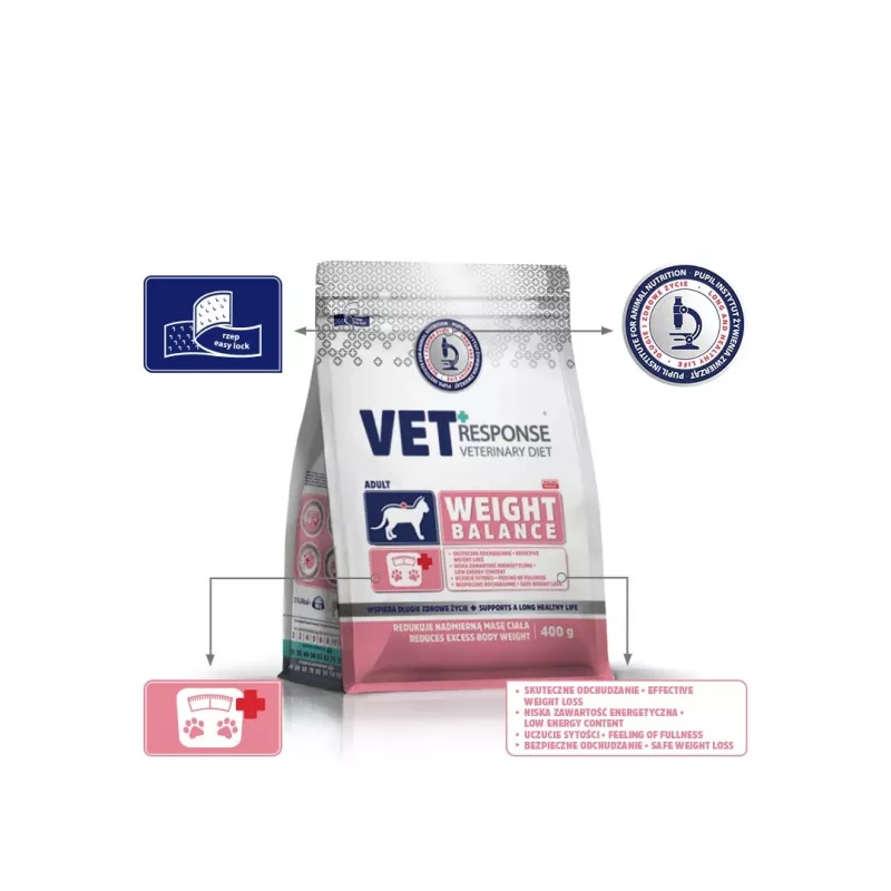 VET RESPONSE Control de peso - Pienso seco para gatos - 400 g