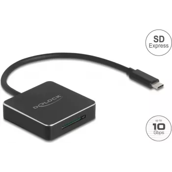Lector de tarjetas DELOCK 91019 USB 3.1 (Gen 2) Type-C — SD / SDHC / SDXC, 10 Gbit/s, negro