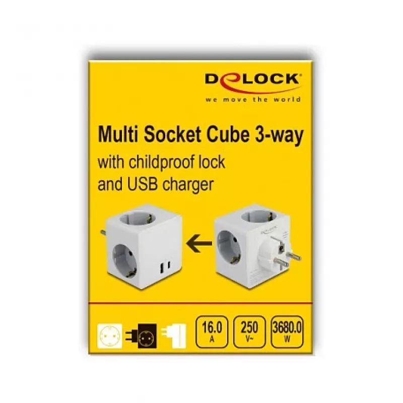 Adaptador de enchufe DeLOCK 11501 tipo F blanco 3A puertos USB