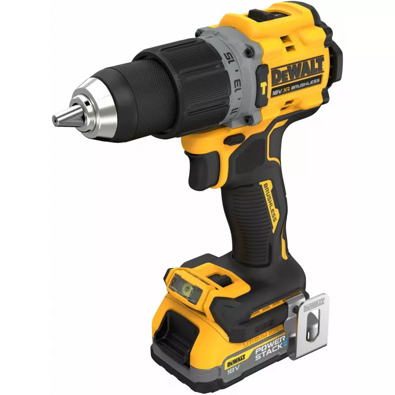 DeWALT DCD805E2T-QW taladro percutor a batería, 18 V, 2x POWERSTACK Li-Ion 1,7 Ah, 90 Nm, 2000 rpm, 34.000 golpes/min, portabrocas de apertura rápida, maletín T STAK, 1,34 kg, amarillo/negro