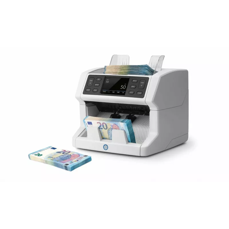 Safescan 2850 contador de billetes con detección de falsos (UV, magnético, tamaño), 1500 billetes/min, pantalla táctil, blanco