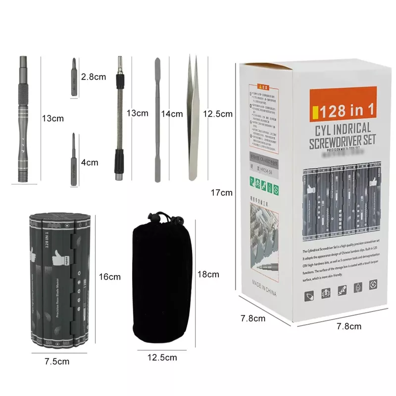 Set de destornilladores de precisión Extralink EX.21465 — kit magnético de 128 en 1 puntas